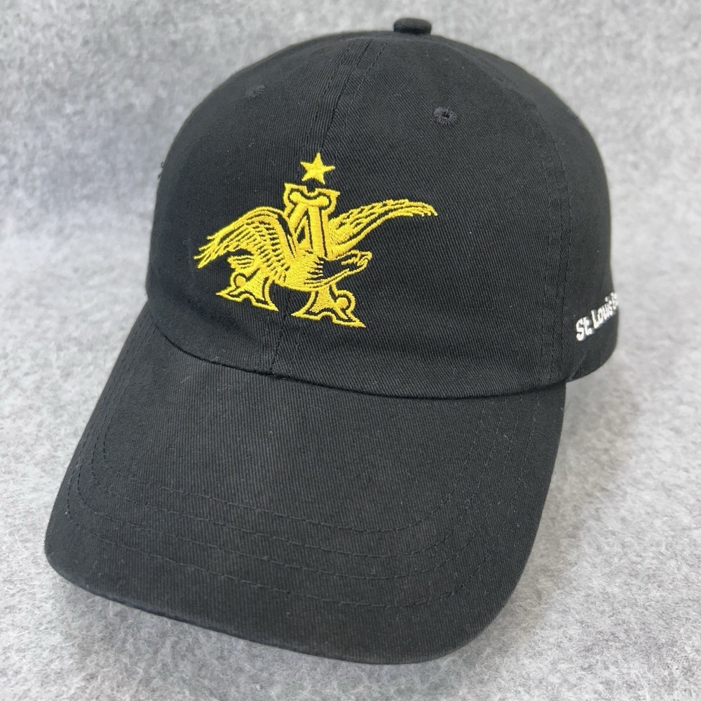 Anheuser Busch St‎ Louis Brewery Cap Hat Black Adjustable Embroidered Gold Logo